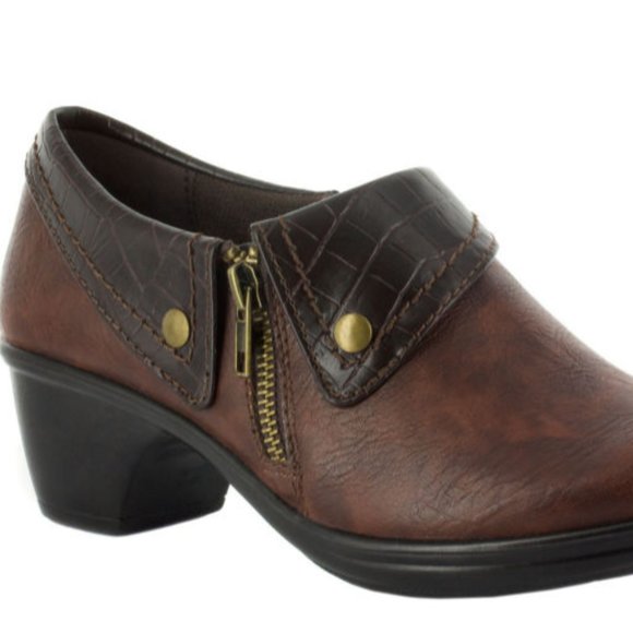 Easy Street  Tan/Brown Croc Clogs/Ankle Bootie - Picture 2 of 13